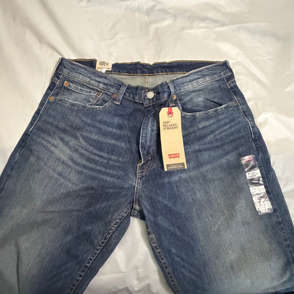 Levi's Mens 559 Relaxed Straight Jeans 36x34 Blue Stretch Denim Medium Wash NEW